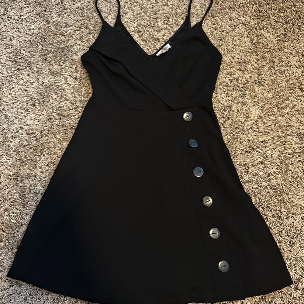 Black Mini Dress with Buttons on Skirt - Silence and Noise Size Small